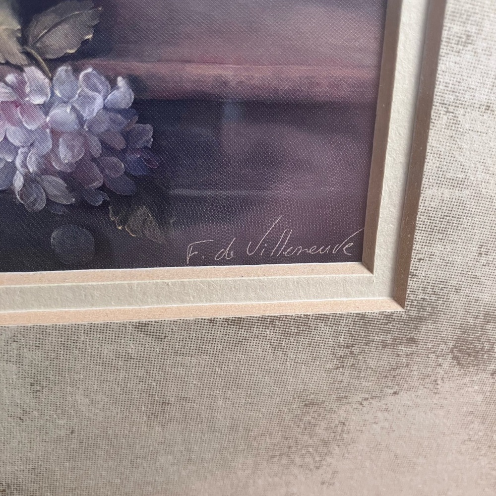 Framed Floral Artwork 15x13 Fabrice de Villanueve Hydrangeas in violet - Picture 14 of 14